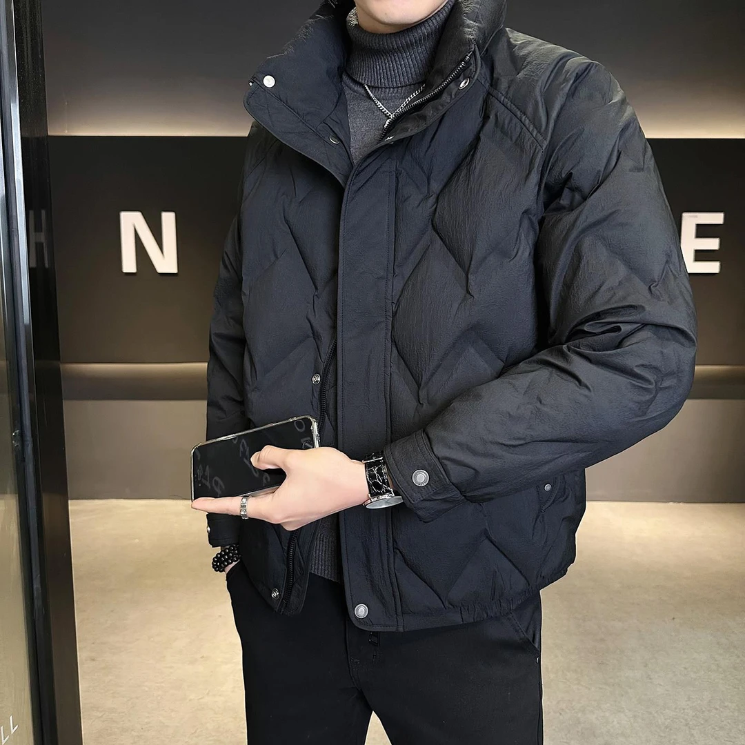 美式休闲男款羽绒服冬季加厚2025新款帅气简约时尚立领保暖外套潮