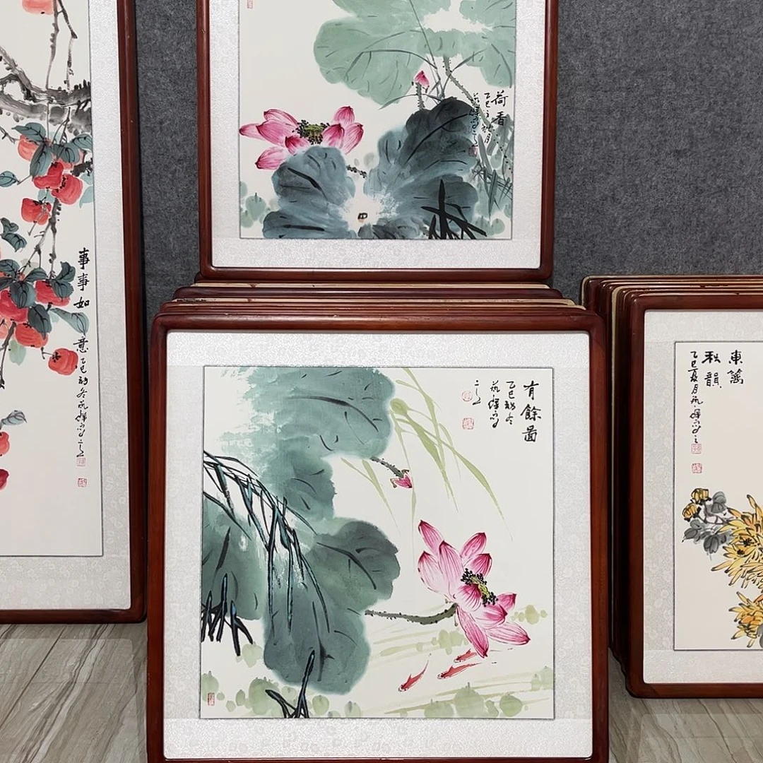 国画书画作品带框63×63