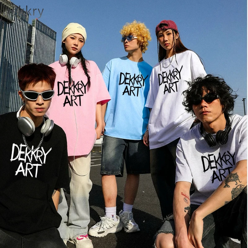 DekkryT恤印花短袖国潮ins夏季宽松韩版百搭运动休闲情侣装