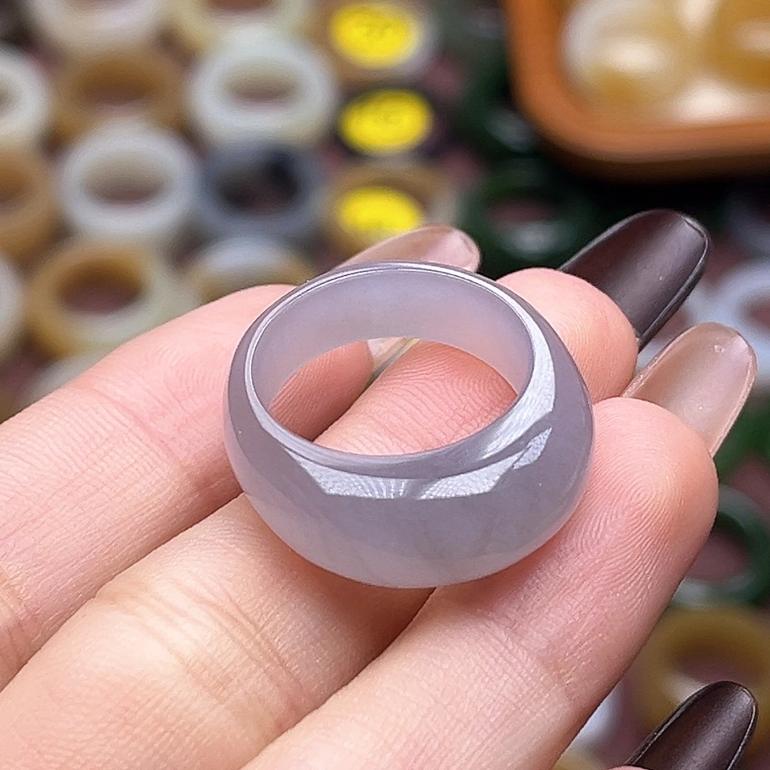 和田玉未镶嵌戒指17.4冰仙紫