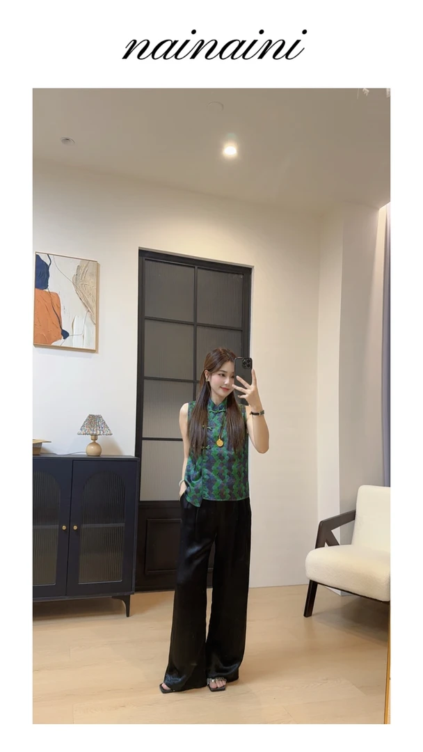 奈奈妮【醋酸裤】100醋酸裤女2025夏季新款窄版直筒气质显瘦63292