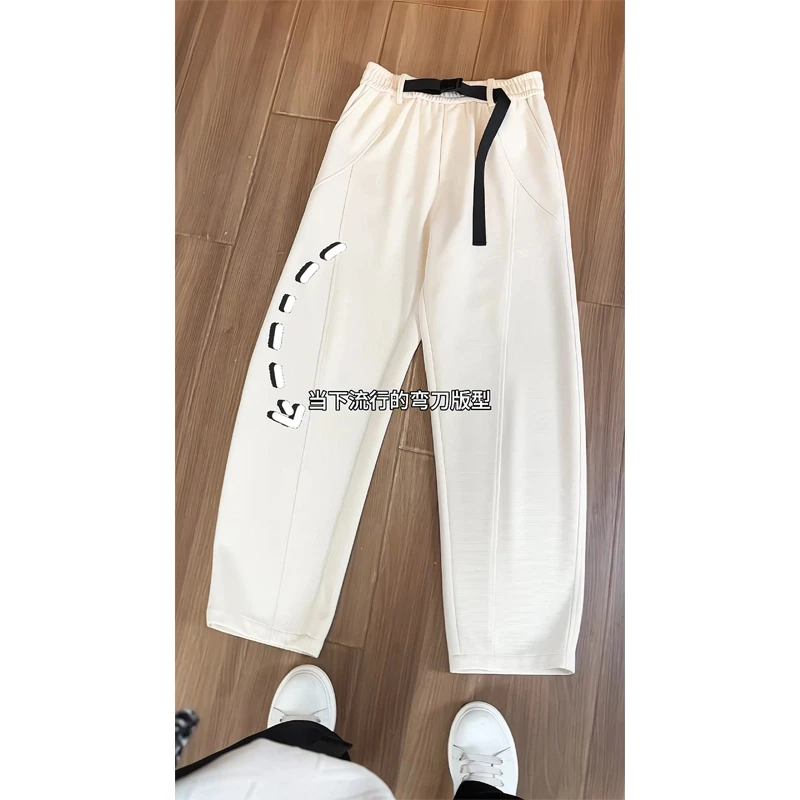 休闲裤秋季运动时尚美式潮牌卫裤男重磅裤子宽松直筒运动弯刀裤