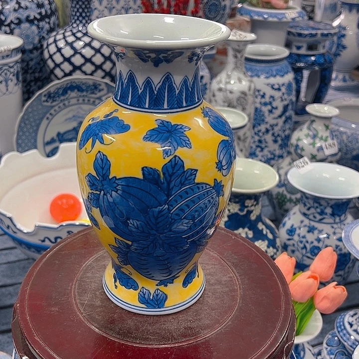 摆件青花瓷手工手绘高温釉下彩，花瓶