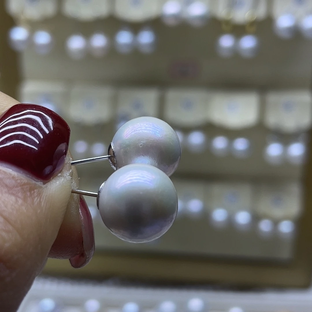 淡水珍珠耳饰银S925镶嵌