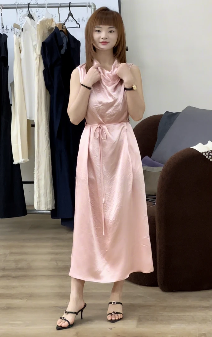 Peach House小个子改版连衣裙女夏季新款显高无袖裙子女气质长裙