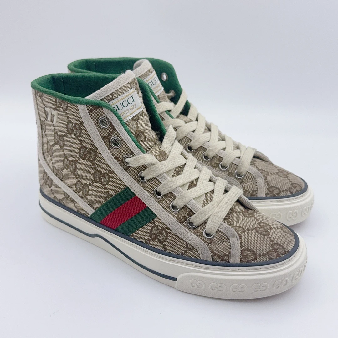 95新 GUCCI/古驰 35码/乌木色1977高帮板鞋/ys00386