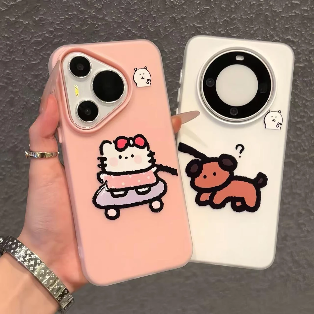 适用华为Mate70/Pura80搞怪小狗情侣壳苹果17二合一磨砂小米17软