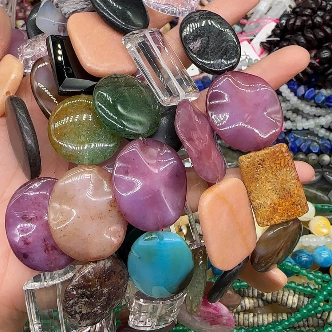 玛瑙/玉髓合金珠宝半成品多宝半条大