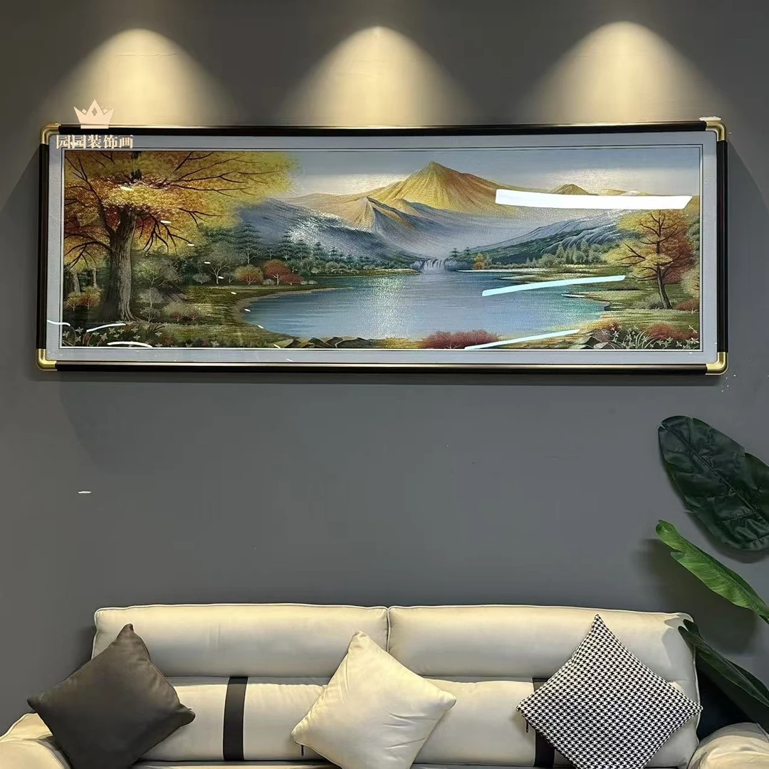【发财树聚宝盆】高档织锦绣挂画刺绣沙发背景墙装饰画客厅背景壁画