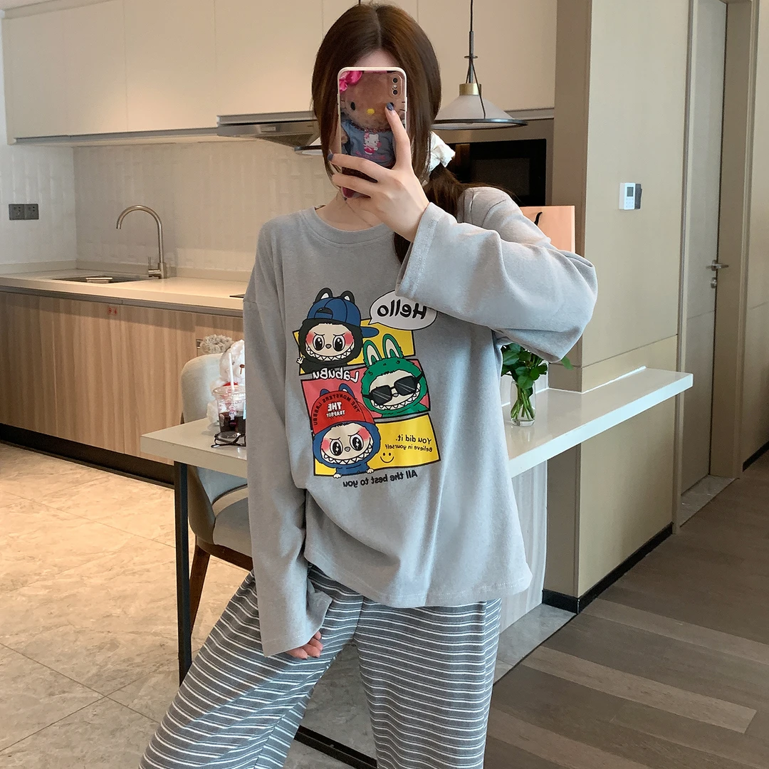 秋冬季德绒睡衣女款长袖2025新款卡通保暖舒适两件套装秋款家居服