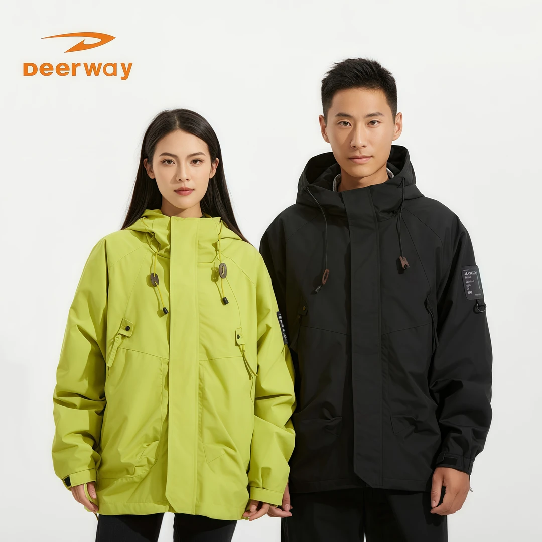 【新夹克】德尔惠春季新款防风防水夹克户外休闲宽松男女外套连帽款
