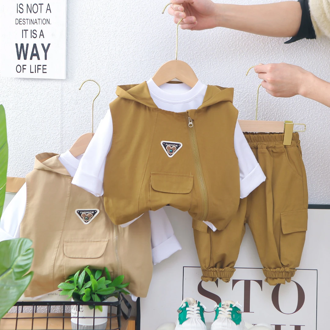 2025新款男童装春装儿童春秋季可爱卫衣三件套卫衣套装衣服洋气潮