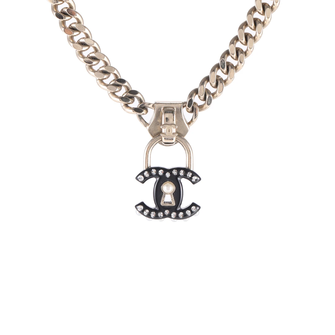 95新 Chanel/香奈儿 大头专场合金 22C 拉链头 双C 吊坠 项链