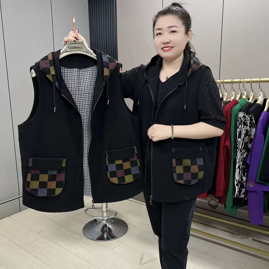 22392*款大码时尚休闲百搭好穿拉链连帽马甲