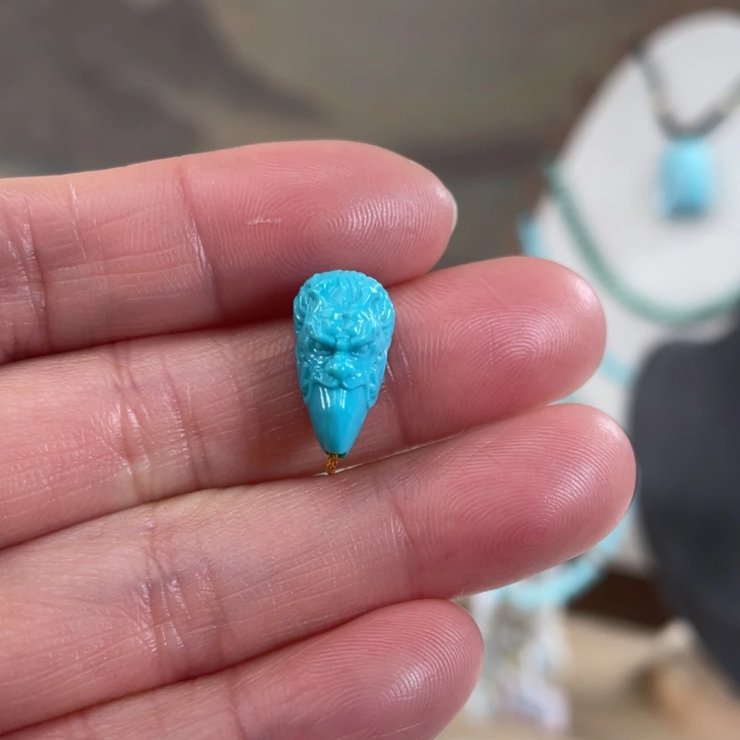 绿松石未镶嵌套链8*15龙吊坠