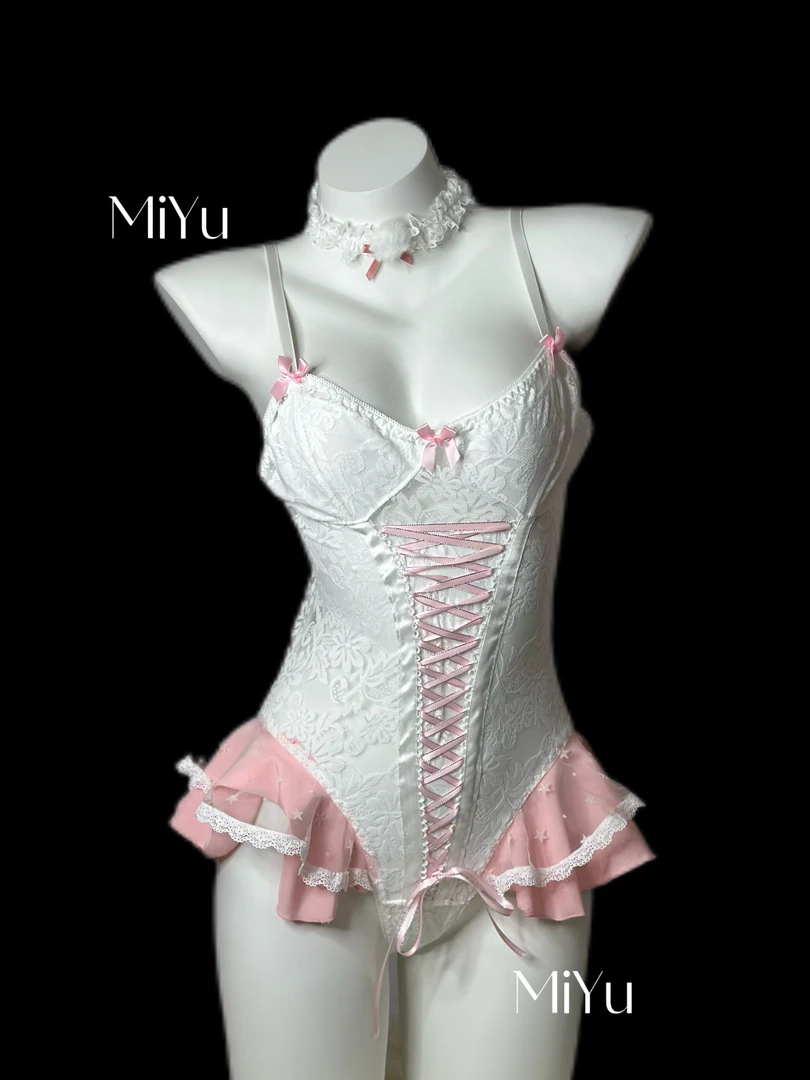 【觅妤】MiYu纯欲甜美蕾丝吊带连体睡衣