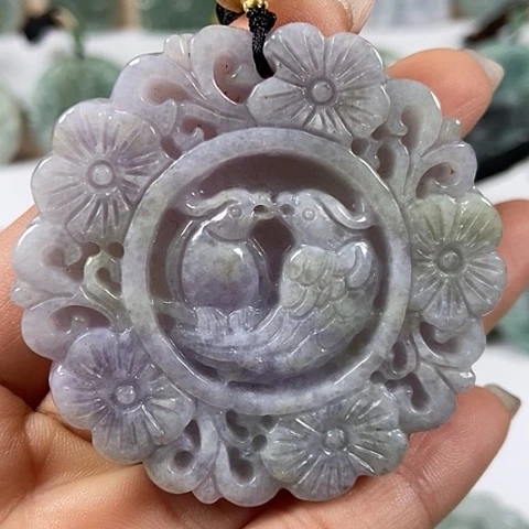 翡翠颈饰未镶嵌喜上眉梢鸟语花香福利