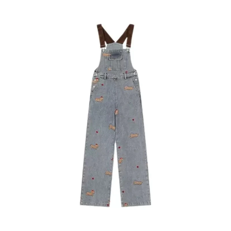 水洗牛仔背带裤8060