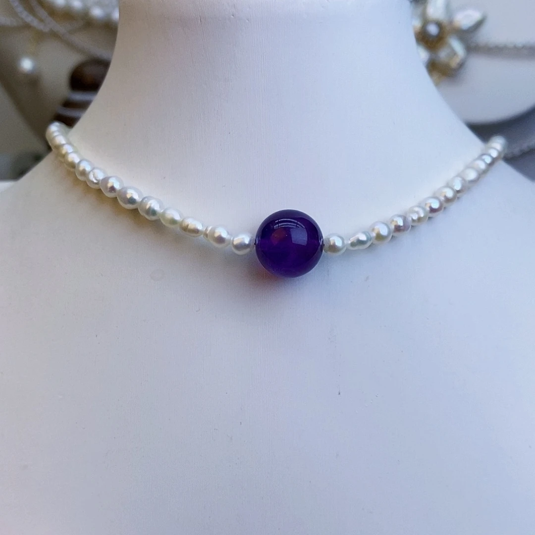 淡水珍珠颈饰银S925镶嵌