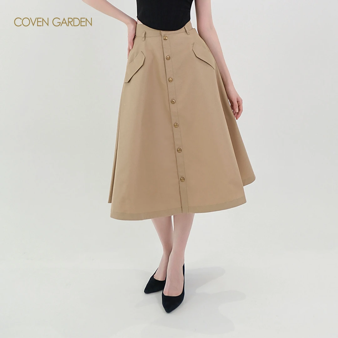 【哥文花园】卡其色a字半身裙长裙CSA1076310欧若智性风