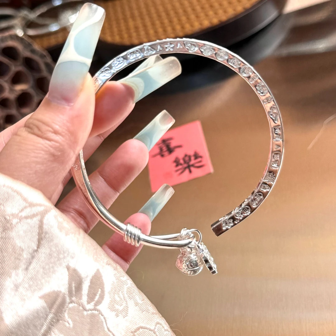 足银手镯 银制品 13号 福牌宫铃手镯