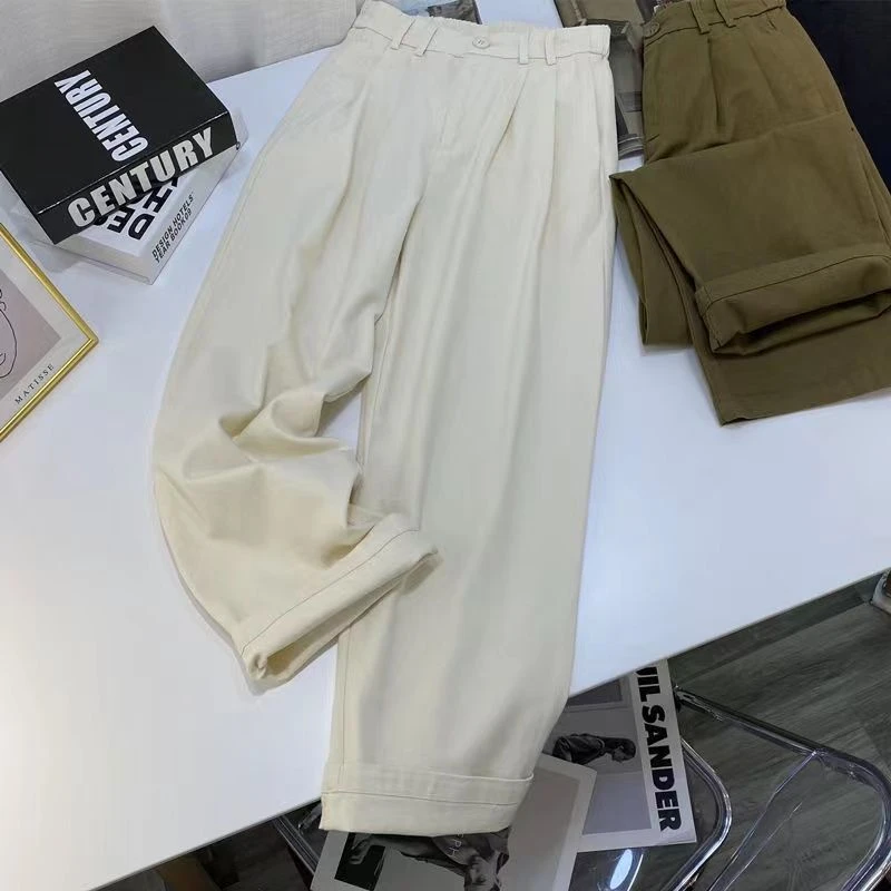 秋季常规宽松显瘦直筒裤女哈伦裤子2025新款做旧百搭简约风工装裤