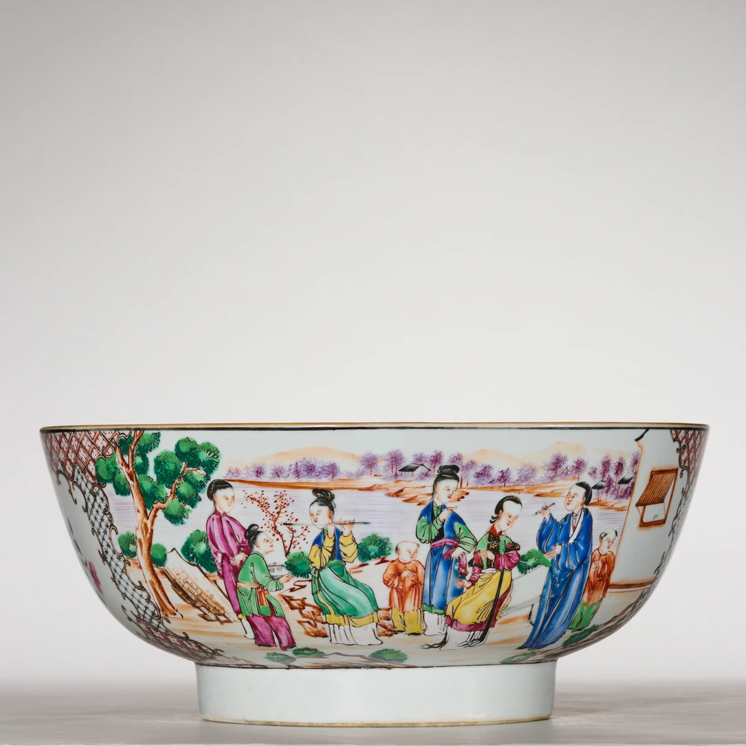 5524清乾隆·广彩满大人图潘趣碗【古董拍卖】