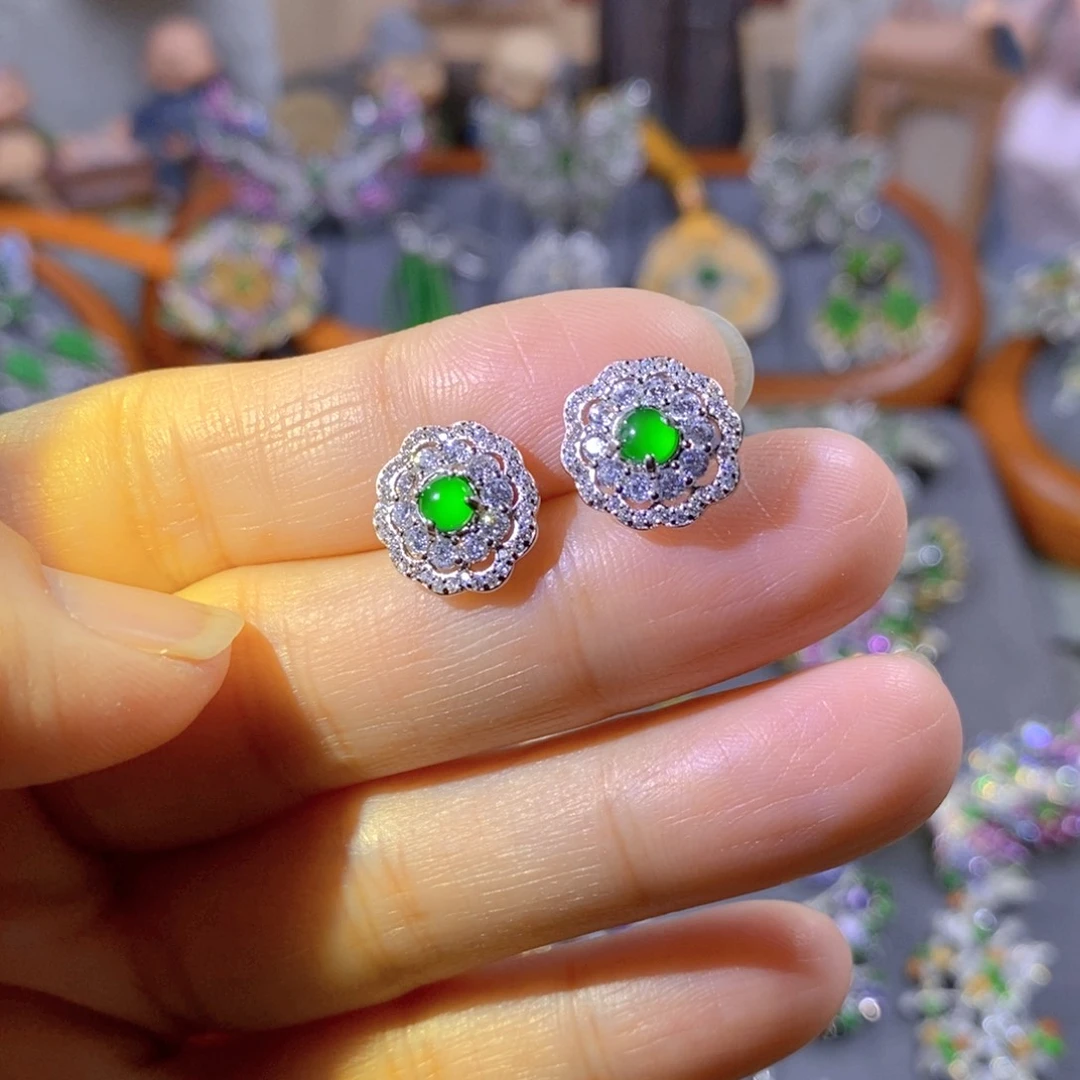 颈饰银S925镶嵌翡翠