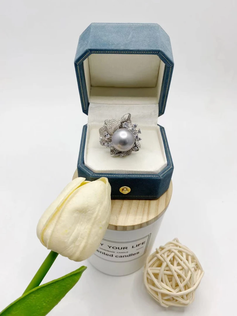 【查差专享】天然特选暹罗铂金人生珍珠戒指 228铂金灰强光经典