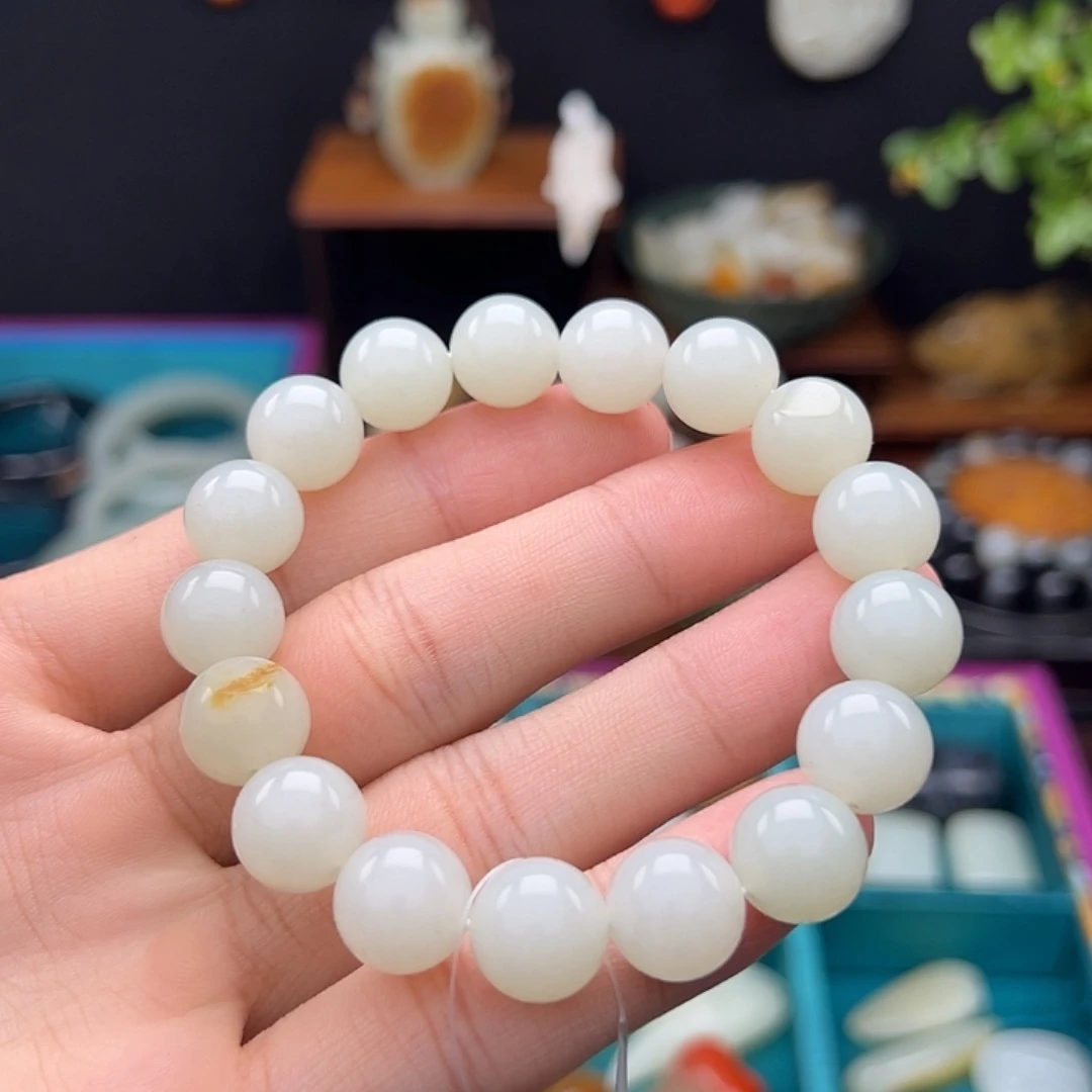和田玉（子料）未镶嵌手串和田玉籽料圆珠手串