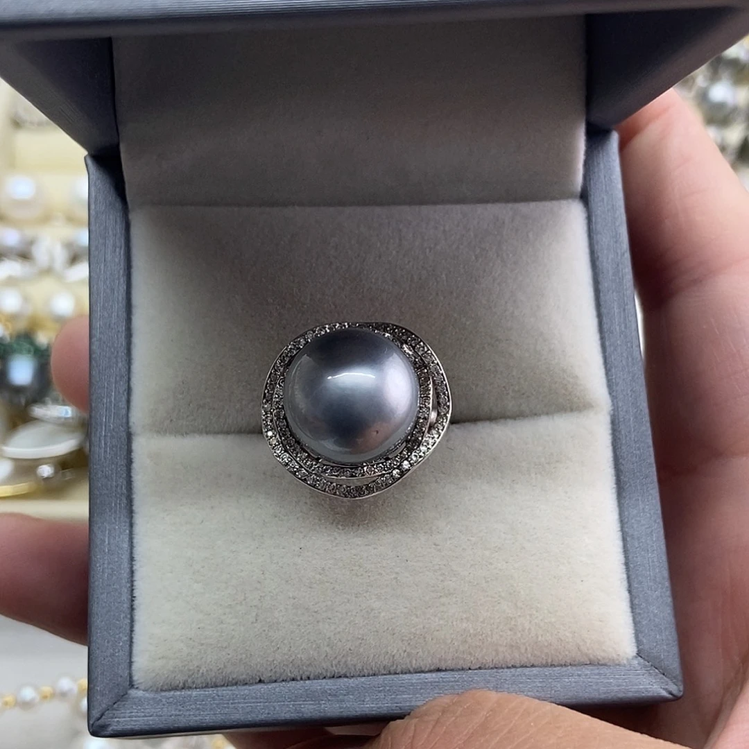 海水珍珠戒指银S925镶嵌