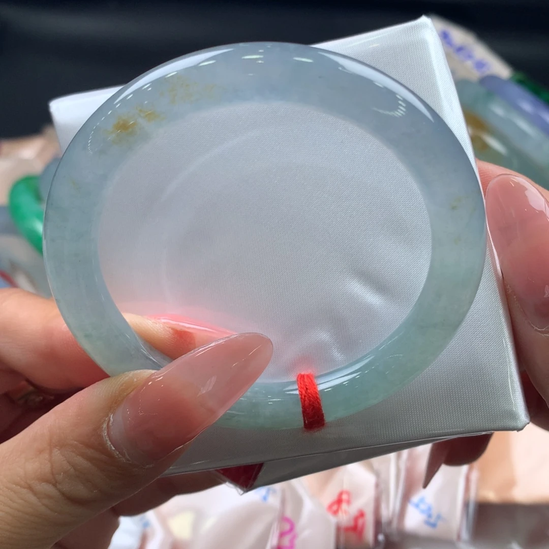 翡翠未镶嵌手镯54.5圆条