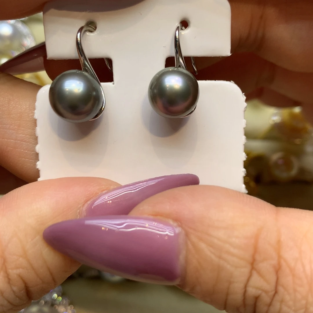 银S925镶嵌耳饰海水珍珠