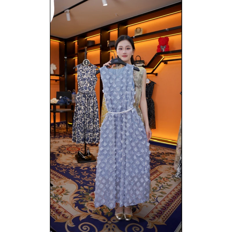 【李娜】夏季新款复古时尚百搭印花无袖连衣裙 H-714