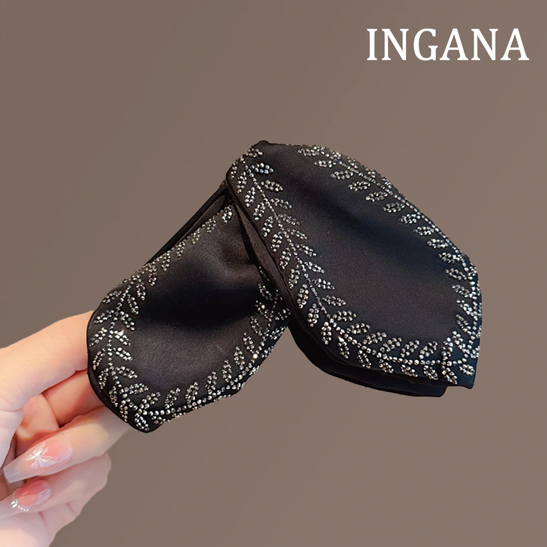 新潮设计感叶片麦穗鲨鱼夹缎面闪钻气质后脑勺抓夹发量多发抓头饰