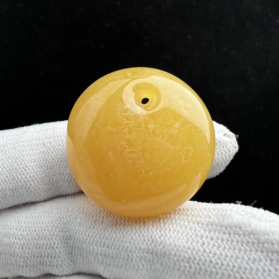 Y4092 天然蜜蜡 公主平安扣30.5*16.6mm原矿保真