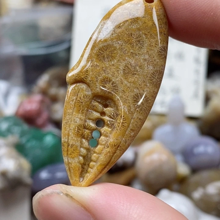 硅化珊瑚（珊瑚玉）未镶嵌颈饰