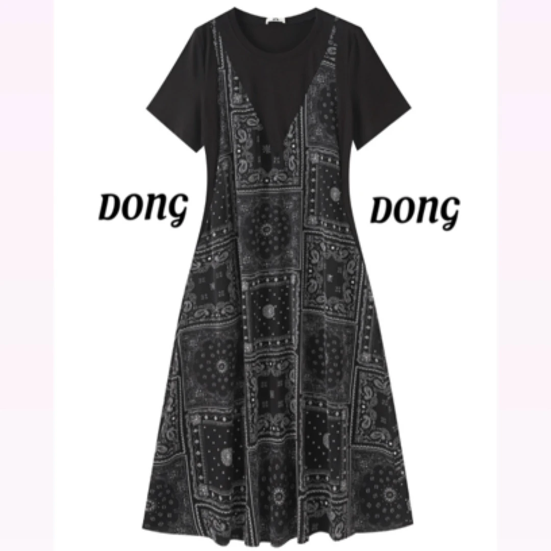 【董咚咚】复古风夏季短袖大码连衣长裙300斤显瘦