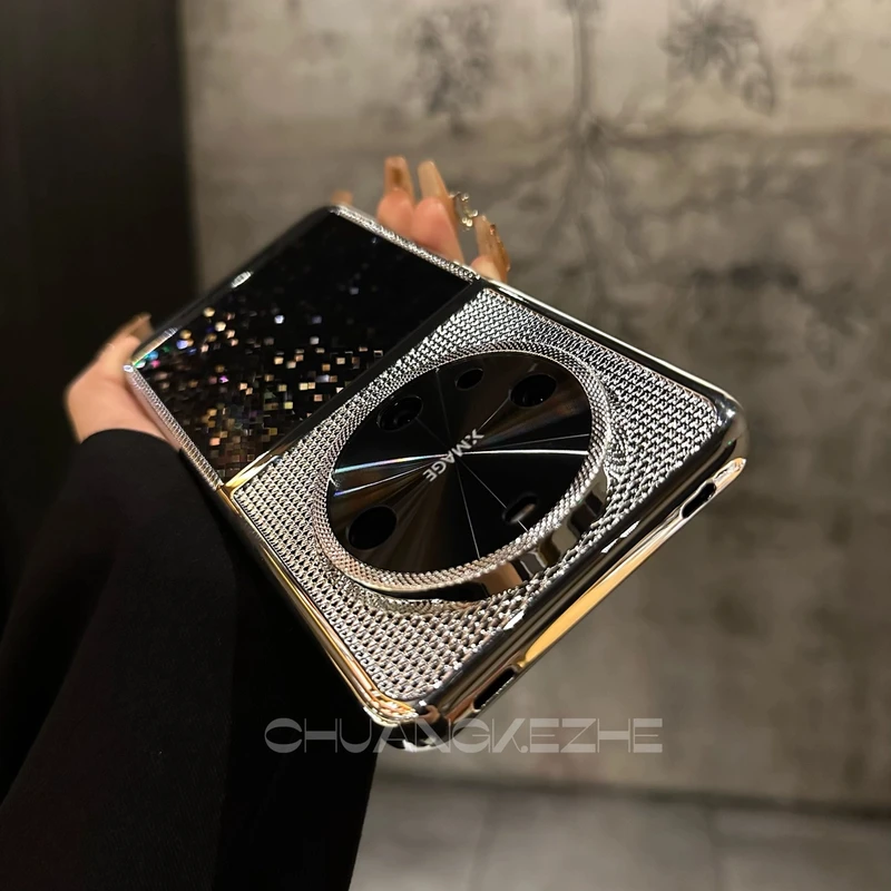 适用华为Mate60/70轻薄电镀轻奢手机壳Mate50Pro极光亮片马赛克