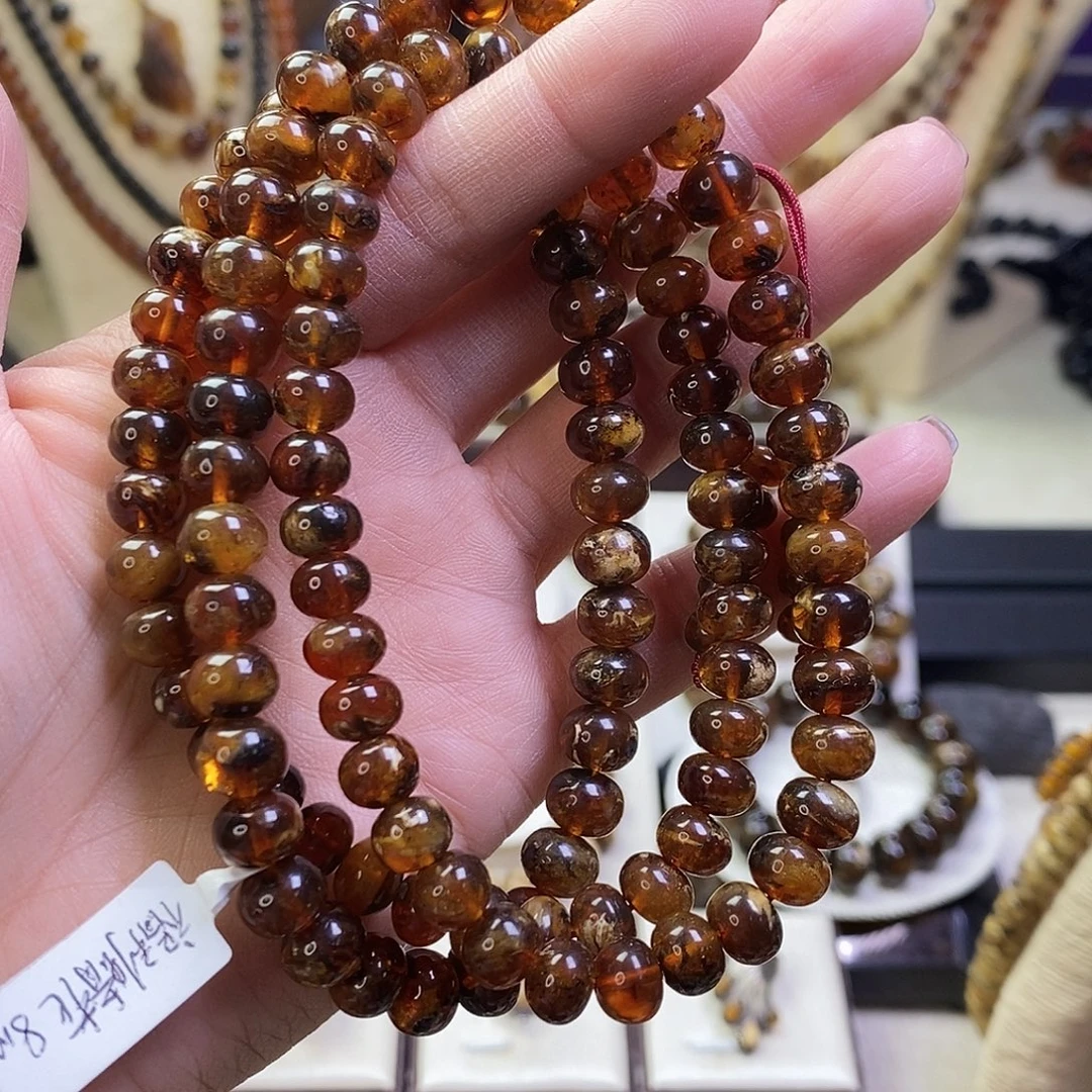 ㇏***琥珀未镶嵌裸石蜡花8+