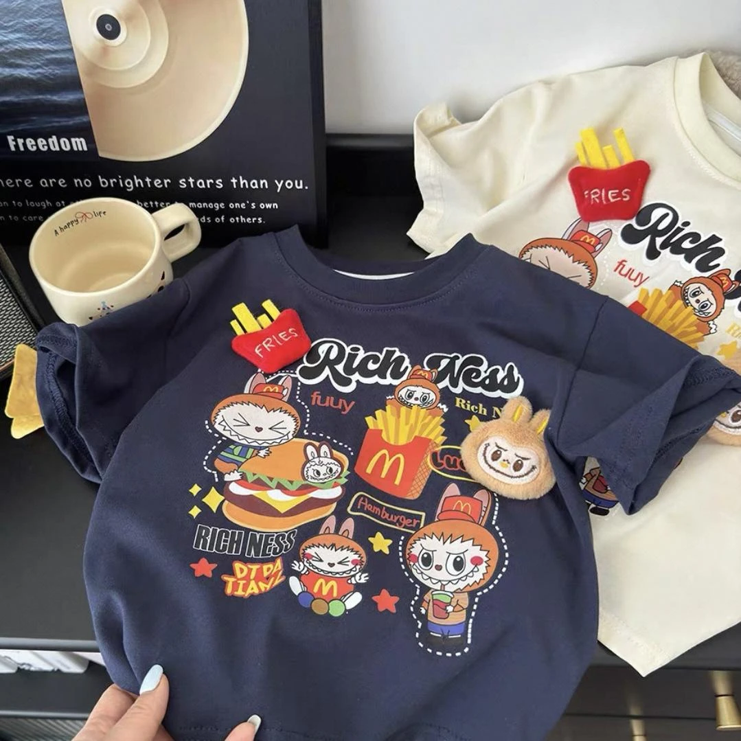 亲子装ins网红上衣圆领A类半袖通勤夏季卡通卡通动漫宽松