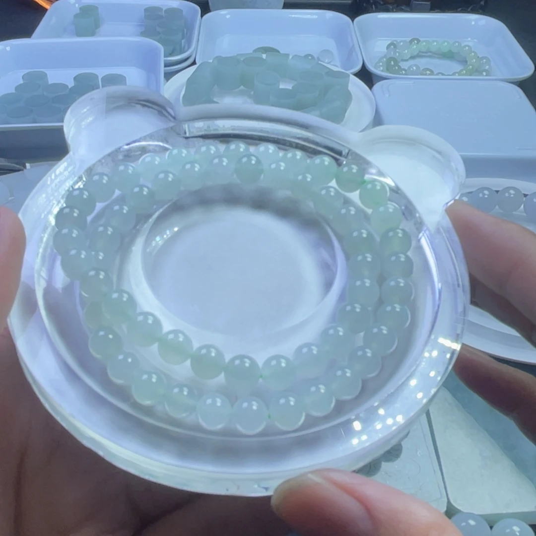 翡翠未镶嵌手链卡6圆珠58颗