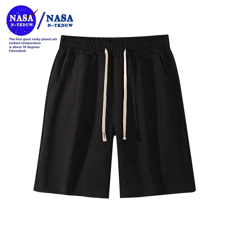 NASA联名款短裤华夫格透气舒适夏季休闲五分裤简约潮流速干短裤