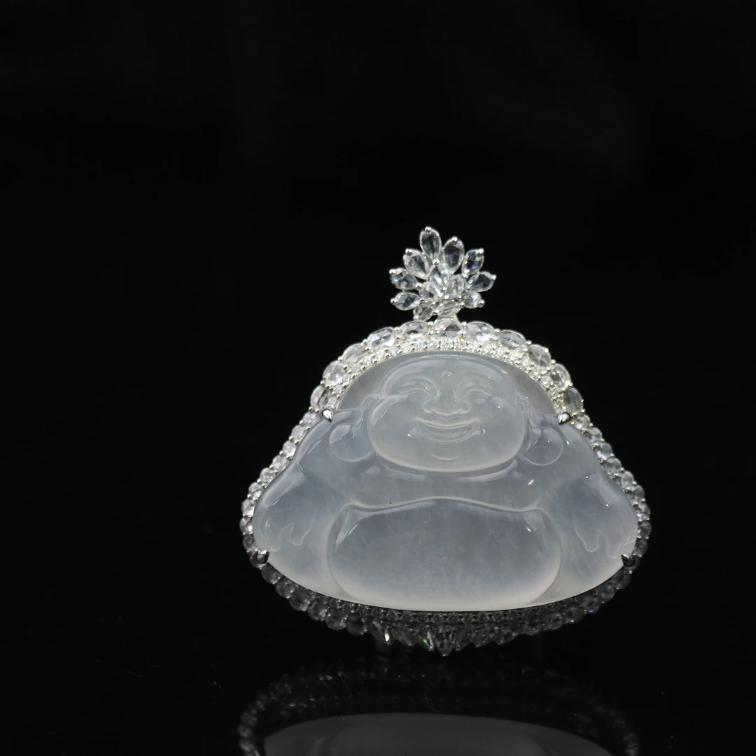 FC70天然缅甸翡翠A货18k冰佛公/800110/保利厦门拍卖