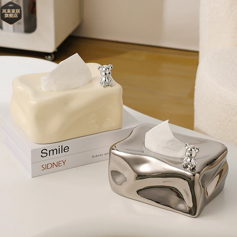 创意冰川陶瓷纸巾盒家用客厅茶几桌面抽纸盒轻奢高级感小众纸抽盒