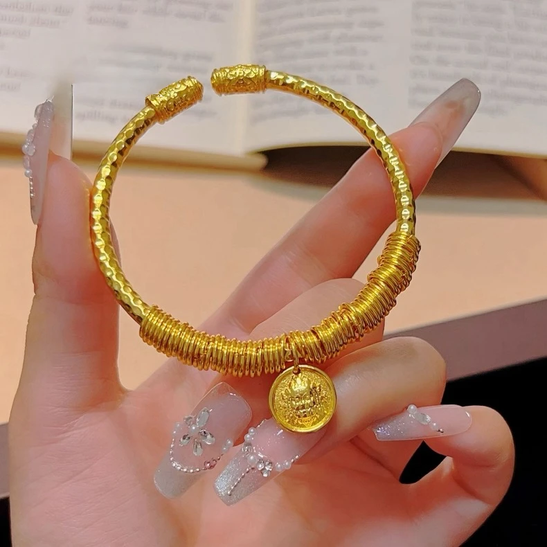 【清货专属链接】SZ1257 黄财神盘缠锤纹手镯