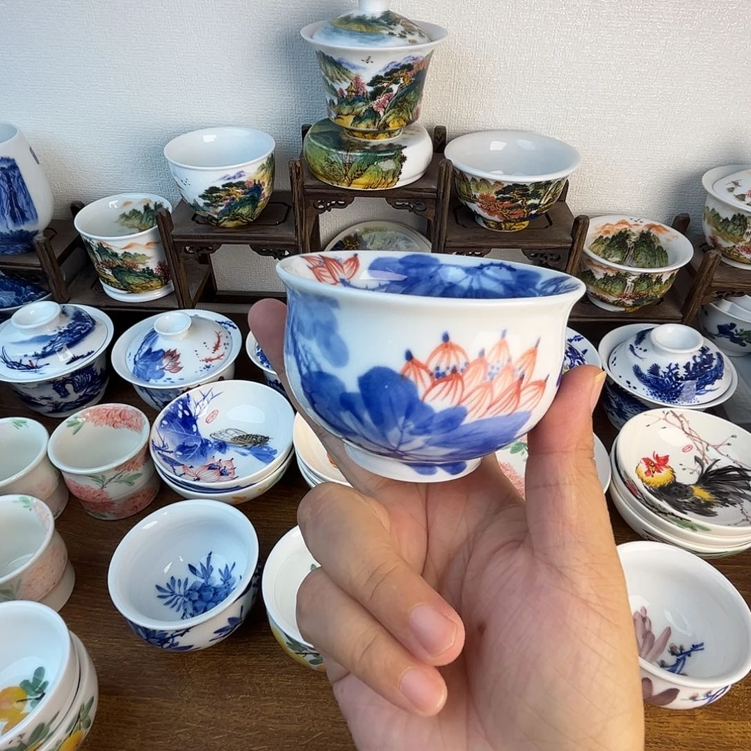 忠意堂釉下彩荷花鱼微瑕不退