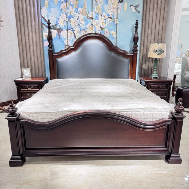 大巴顿床美式床全实木大床真皮软包双人床主卧室婚床奢华公主床