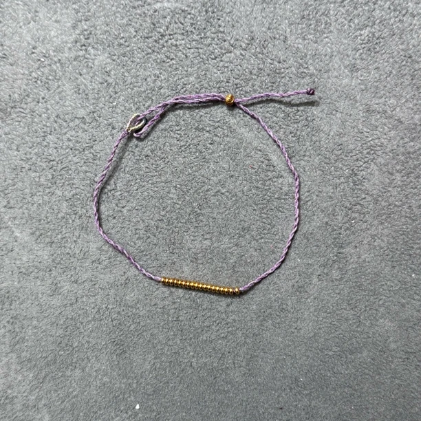 925银布艺手链 小圆满紫色手链-2860