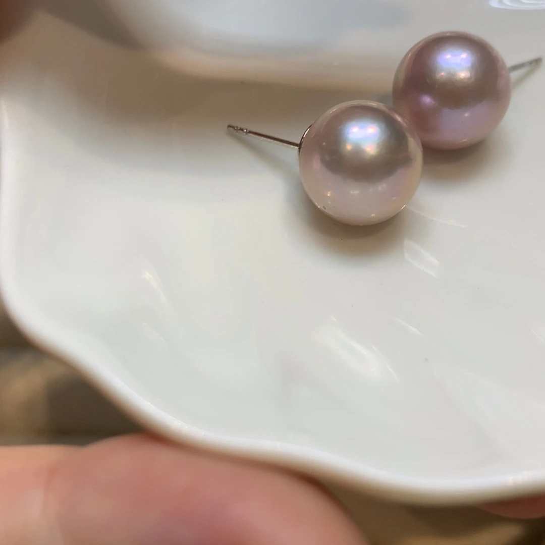 银S925镶嵌淡水珍珠耳饰